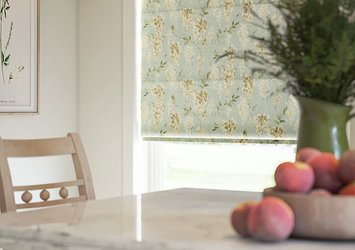 Wisteria Silk, Subtle Blue - Motorised Roman Blind - Image 5